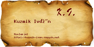 Kuzmik Iván névjegykártya